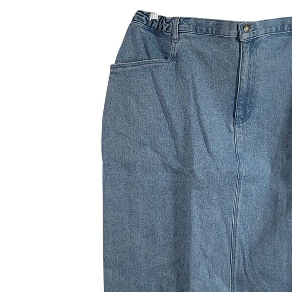 Denim & Co. Jean Maxi Skirt Blue 22W Flat Front Elastic Pockets Slit Zip VTG NWT - Picture 3 of 9